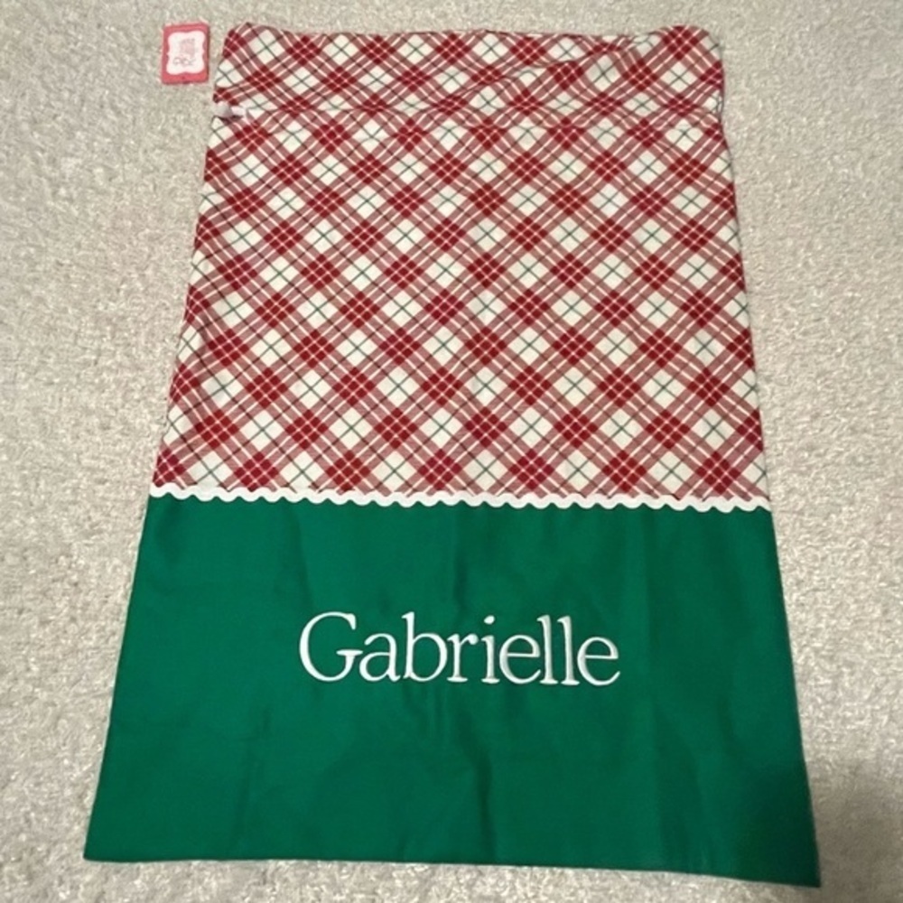 Ricrac & Ruffles Large Santa Sack Gift‎ Bag Embroidered Name Gabrielle Red/Green